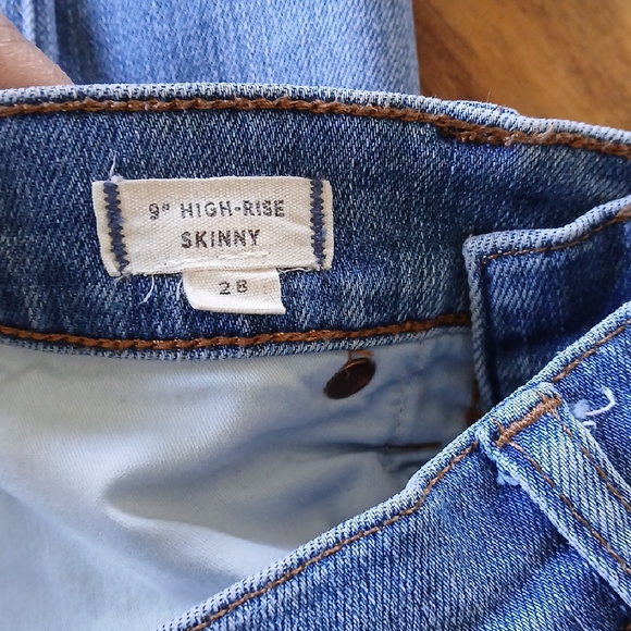Madewell Blue Skinny Jeans with Raw Hem - Picture 7 of 9